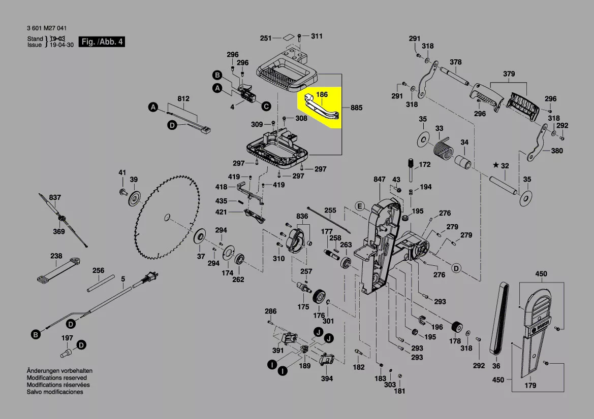 gachette commande interrupteur réf. 1 609 B04 485 Bosch